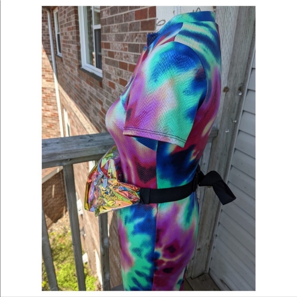 NWOT Kimcine Neon Curve Beautiful Tie Dye Short Sleeve Maxi Dress - Picture 4 of 6